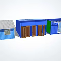Construction Site Blue Container Temporary Building With Multiple Doors And Windows 3d model