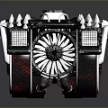 Futuristic Three Wheeled Motorcycle With Spiked Wheels Black And Red Sleek Body Stylish Seat Design
