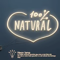 Stylish Heart Shaped Neon Lamp Combination with 100% NATURAL Text Leaf Decorations and Warm Lighting
