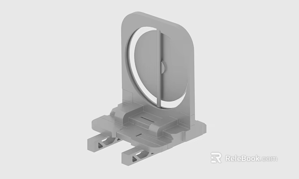 Gray Mechanical Component With Curved Slot Base And Mounting Structure Design 3d model 