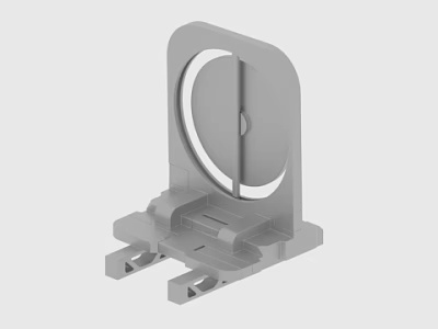 Gray Mechanical Component With Curved Slot Base And Mounting Structure Design 3d model
