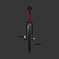 Red Frame Unicycle with Black Seat and Large Wheel Design 3d model