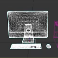 White Desktop Computer Monitor with Black PC Case Gray Keyboard and Mouse Setup