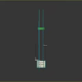 Blue 3D Mechanical Framework Structure With Ladder Hanging Green Component And Cables