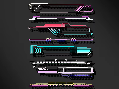 Colorful Decorative Lines With Various Geometric Patterns And Modern Design Elements 3d model
