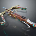 Ornate Crossbow With Golden Decorations Blue Gemstones And Intricate Design
