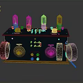 Vintage Electronic Device With Vacuum Tubes Control Knobs And Wooden Base Panel 3d model