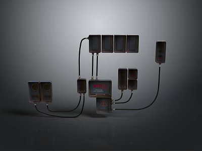 Electronic Equipment Modules With Interconnected Cables Display Panel And Indicator Lights 3d model