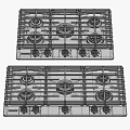 Stainless Steel Gas Stove Cooktops With Multiple Burners And Control Knobs For Kitchen Appliances