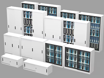 Modern White Bookcases With Doors And Storage For Office Folders And Books Organization 3d model