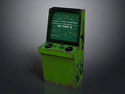 Green Vintage Arcade Machine With Screen Showing High Score And Control Buttons 3d model