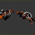 Dynamic Action Basketball Players In Black And White Jerseys With Number 30 And Basketball