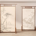 New Chinese-style screen partition 3d model