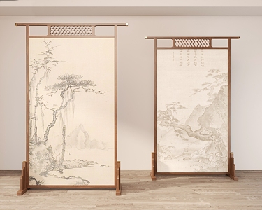 New Chinese-style screen partition 3d model