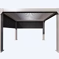 Modern Outdoor Metal Pergola Structure With Louvered Roof And Support Columns