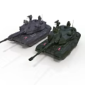Two Military Tank Models in Gray and Green with Turret and Cannon