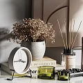 Modern Minimalist Decorative Ornament Set With Dried Pampas Grass Vase Diffuser Clock And Books