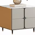 Modern Light And Dark Gray Nightstand Design With Storage Drawers Decorative Ball And Book