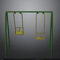 Green Playground Swing Set Structure with Two Yellow Seats and Stable Frame