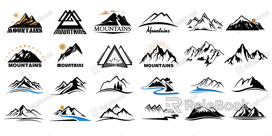 Modern Mako Mountain Mountain Pattern Silhouette Line model