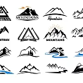 Mountain Logo Design Collection With Various Styles Sun River And Peak Elements 3d model