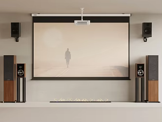 Projection curtain sound combination electronic fireplace 3d model