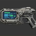 Sci Fi Speed Gun Featuring Metallic Casing Mechanical Details And Blue Digital Speed