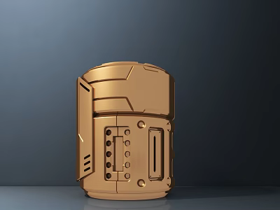 Golden Sleek Modern Kitchen Appliance With Compact Design And Control Panel 3d model