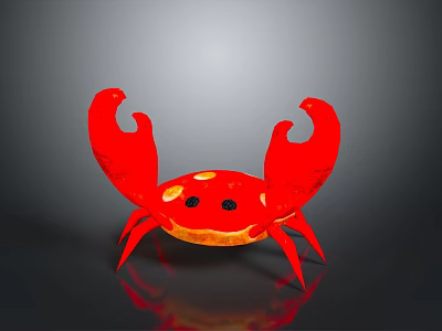 Cartoon Style Felt Crab Felt Animal Crab Crab Tongs Animal Low Polygon Gray Background 3 Art Sea Life Game Animal 3d model