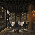 Hotpot Restaurant Interior Design With Wooden Walls Long Tables Green Chairs And Hanging Plants