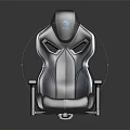 Modern Ergonomic Gaming Chair with Black Leather White Accents and Back Logo Design