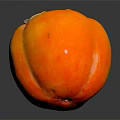 Fresh Ripe Persimmon With Orange Color And Green Brown Leaves On Black Background With Reflection
