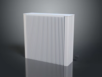 White Vertical Striped Radiator Featuring Minimalist Modern Design On Dark Smooth Surface 3d model