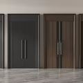 Modern Interior Hinged Doors In Black And Wooden Styles With Metal Handles