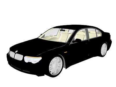 Luxury Black Sedan with Light Colored Interior and Silver Alloy Wheels 3d model