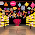 Traditional Colorful Lanterns Exhibition With Hanging Decorations And Wall Displays