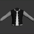 Black And White Baseball Style Jacket With Contrast Sleeves And Button Details