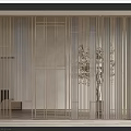 Modern Metal Frame Room Divider In Living Space With Decorative Tree And Sofa