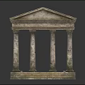Classical European Architectural Model With Columns Steps And Triangular Roof