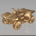 Rugged Off Road Terrain With Golden 3D ATV Four Wheeler And Large Tires