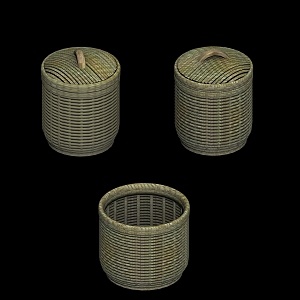 Chinese Storage Basket Bamboo Basket 3d model