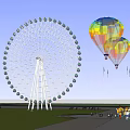 Giant Ferris Wheel Amusement Equipment With Colorful Cabins And White Steel Structure