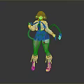 Futuristic Game Anime Character With Black Short Hair Mechanical Arm And Combat Boots