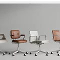 Modern Office Chairs in White and Brown with Swivel Wheels and Ergonomic Design