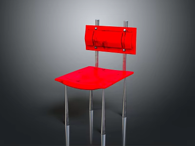 Sleek Modern Red Single Chair Design With Acrylic Seat Backrest And Metal Legs 3d model