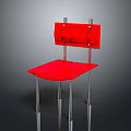 Sleek Modern Red Single Chair Design With Acrylic Seat Backrest And Metal Legs