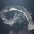Transparent Curved Water Flow Shape On Dark Background Abstract Design