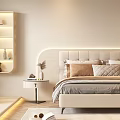 Modern Bedroom Interior Design With Upholstered Headboard Nightstands Soft Lighting And Chevron Rug