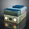 Box Shaped Green Beige Car Model With Round Headlights And Land Sea Design