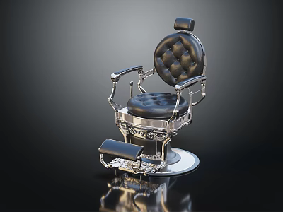 Luxury Black Leather Massage Chair With Silver Metal Frame Comfortable Footrest And Armrests 3d model